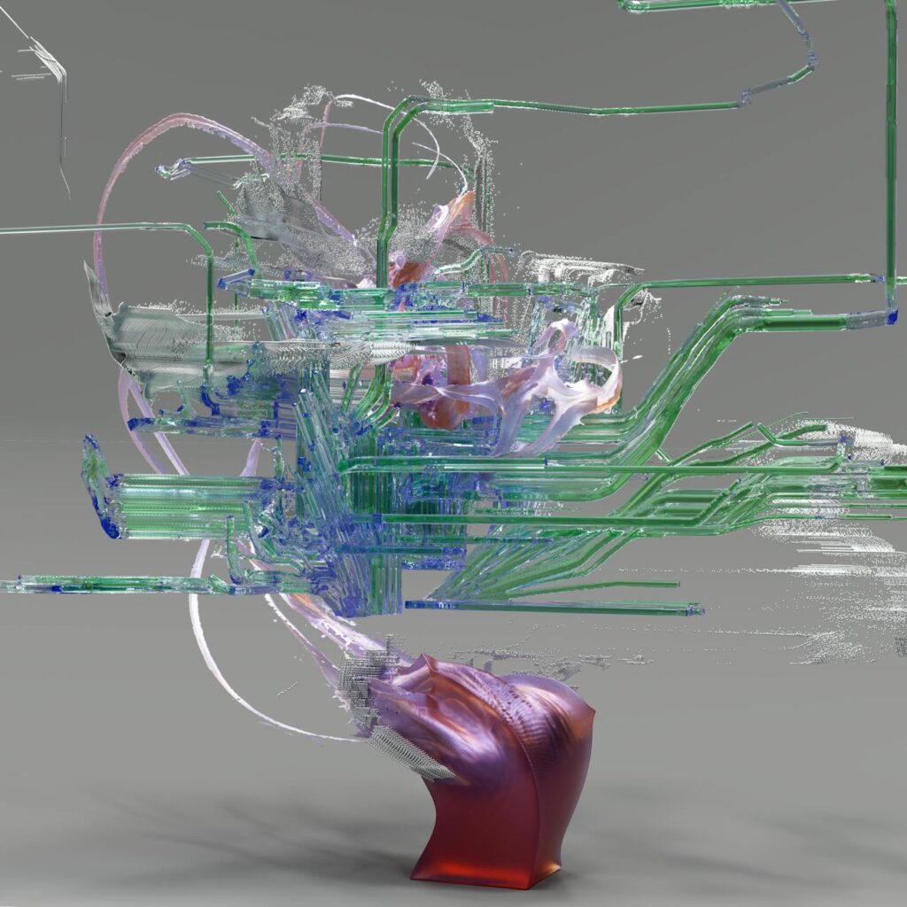 Abstract depiction of a decentralized network highlighting edge computing principles.