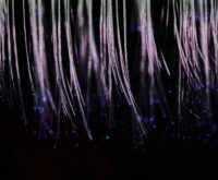 An abstract digital representation of a glowing blue blockchain network.