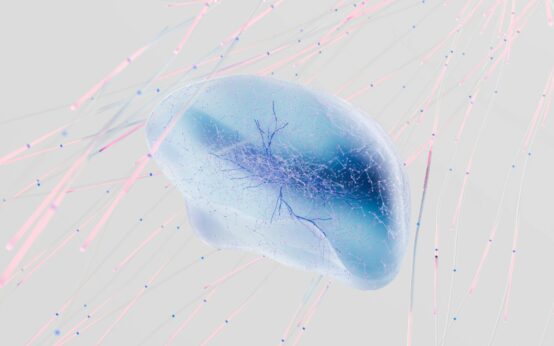 An abstract digital illustration representing the flow of data in an e-commerce platform.