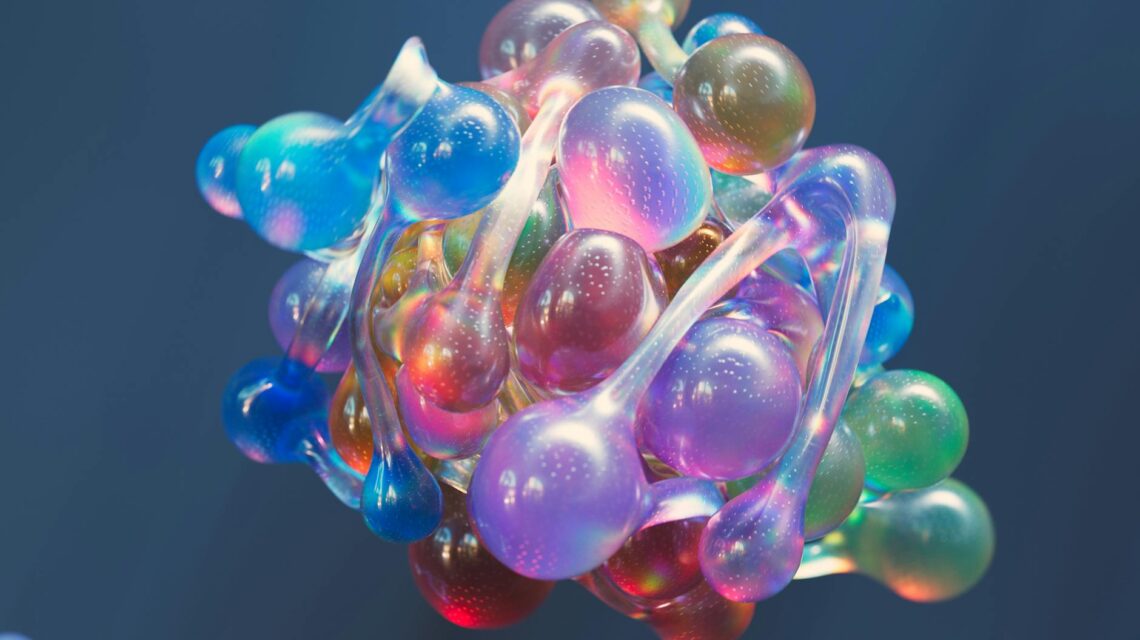 An abstract digital visualization of a glowing blue and purple neural network.