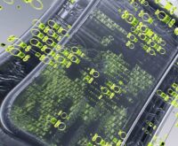 An abstract visualization of interconnected data points on a dark background, representing blockchain technology and oracles.