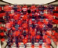 An abstract digital visualization of a complex blockchain network with interconnected nodes.