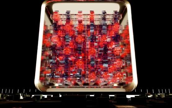 A vibrant, abstract visualization of a decentralized blockchain network with interconnected nodes.