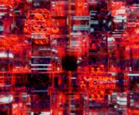 An abstract visualization of a glowing blue and purple blockchain network with interconnected nodes.