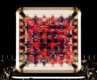 An abstract visualization of a decentralized blockchain network with interconnected nodes.