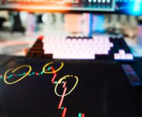 A conceptual visualization of an interconnected blockchain network with glowing nodes and lines.