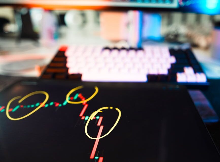 A conceptual visualization of an interconnected blockchain network with glowing nodes and lines.