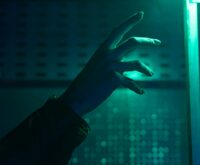 An abstract visualization of a glowing blue artificial neural network, representing AI intelligence.