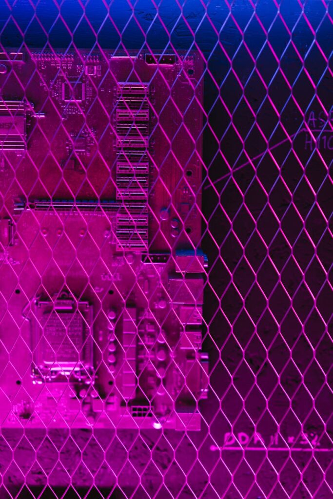 An abstract macro photo of a computer circuit board, representing the processing power behind computational photography.