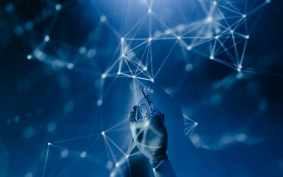 An abstract digital visualization of interconnected nodes representing artificial intelligence networks.