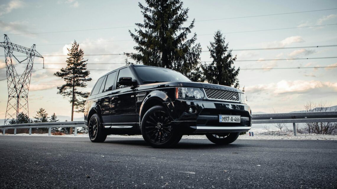 A winding asphalt road disappearing into a dense, sunlit forest during a golden sunset.