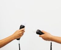 A modern factory floor with glowing digital overlays showing data and analytics, illustrating a digital twin.